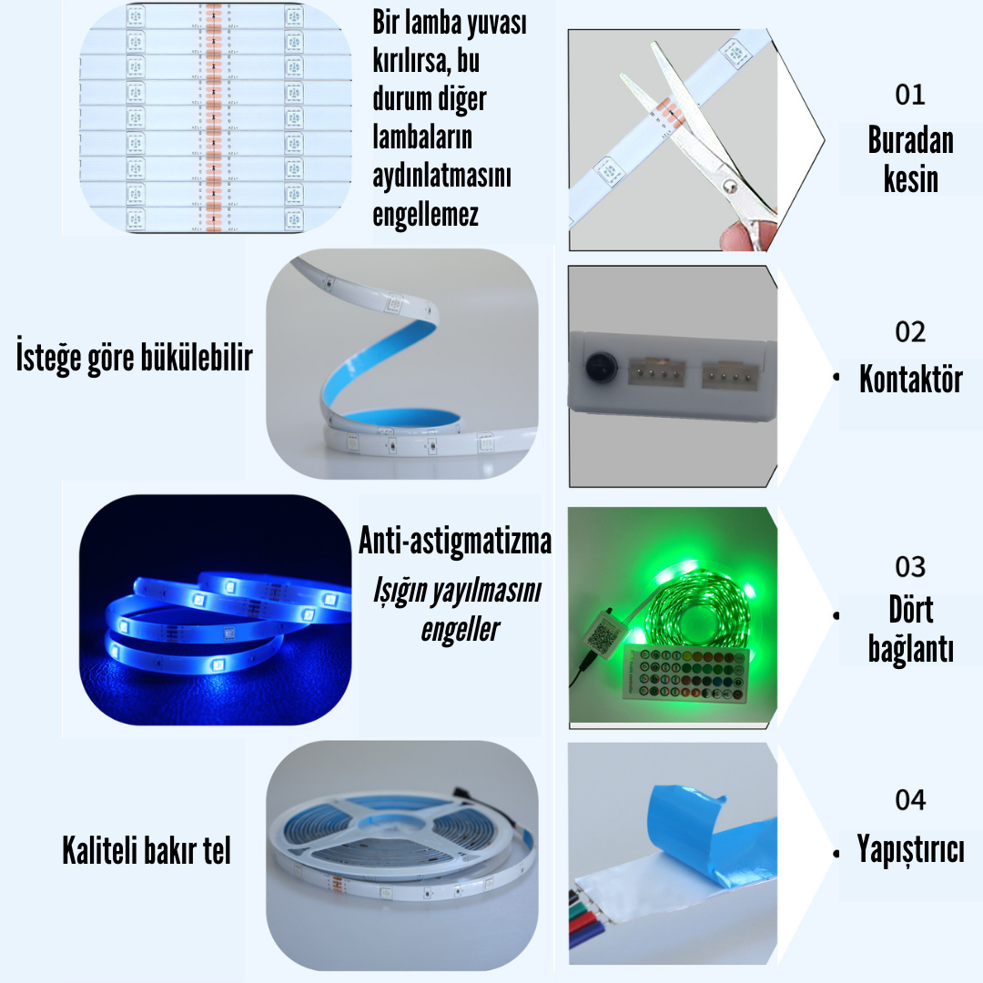 Müziğe Duyarlı, Zaman Ayarlı, Çok Renkli Dekoratif LED Işık 4.8 ⭐⭐⭐⭐⭐ (982)