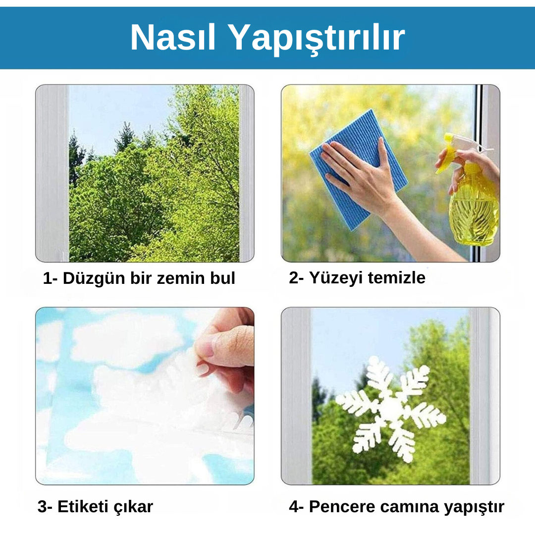 Kendinden Yapışkanlı, Çift Taraflı PVC Pencere Çıkartmaları Seti  4.7 ⭐⭐⭐⭐⭐ (1021)